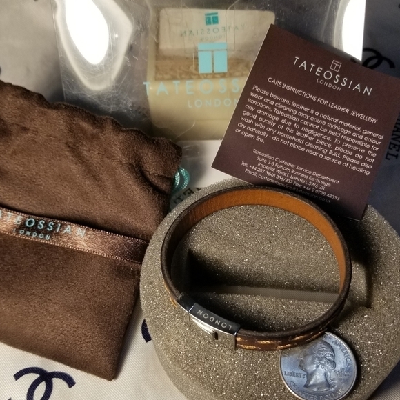 Host Pick! New TATEOSSIAN Men's Leather Steel Bracelet - Picture 2 of 7